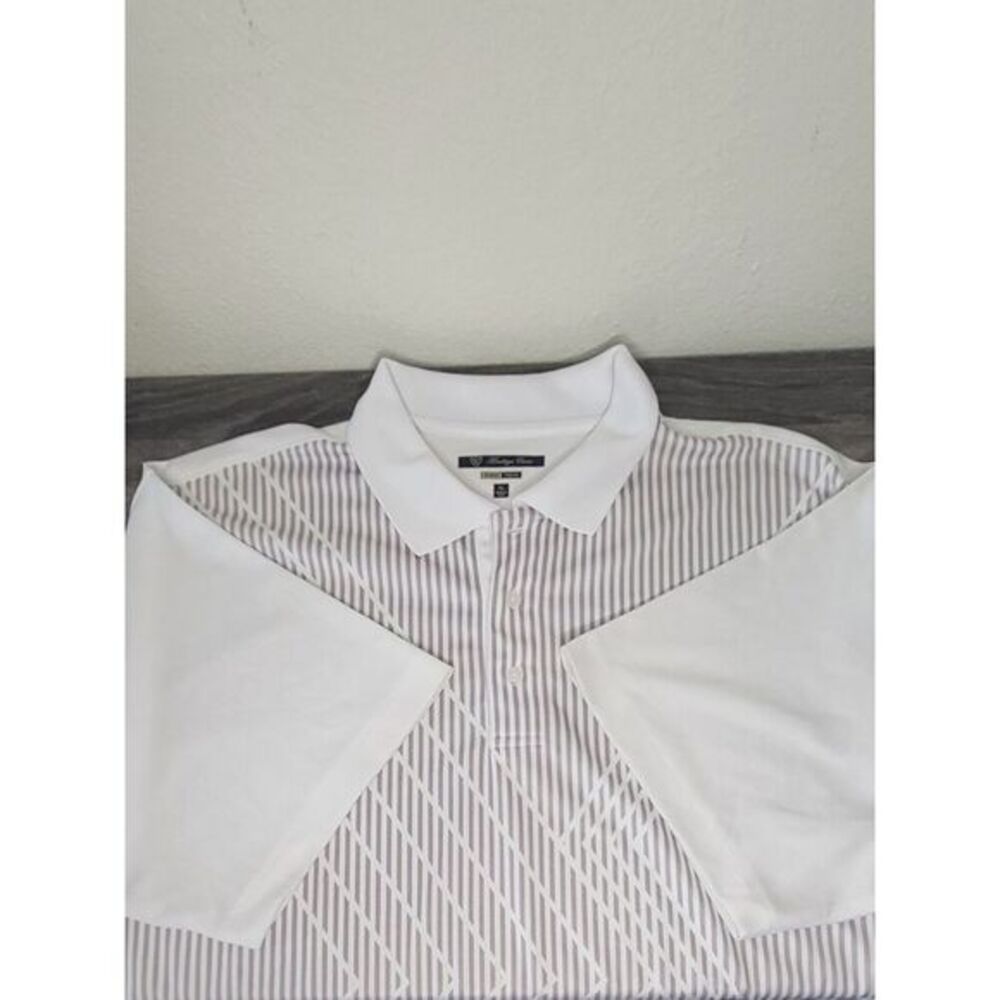 Heritage Cross Euro Tech Mens XL Geometric Stripe Polo Shirt. Golfing, Casual.